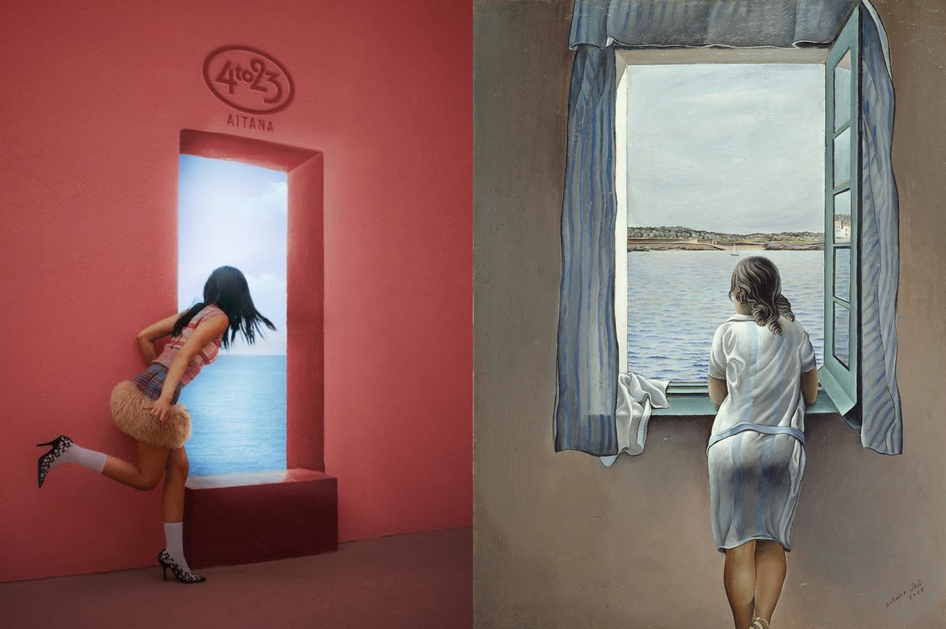 Aitana como la Figura en la Ventana de Dalí