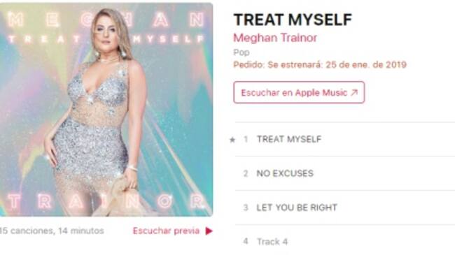 Captura del álbum de Meghan Trainor en iTunes, donde viene incluida la fecha de lanzamiento