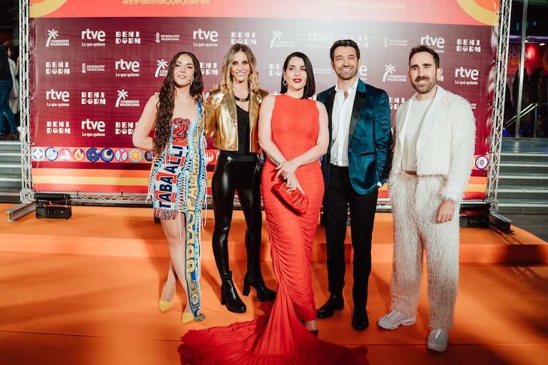 Inés Hernand, Ana Prada, Ruth Lorenzo, Marc Caldero y Aitor Albizua, en la presentación del Benidorm Fest 2024