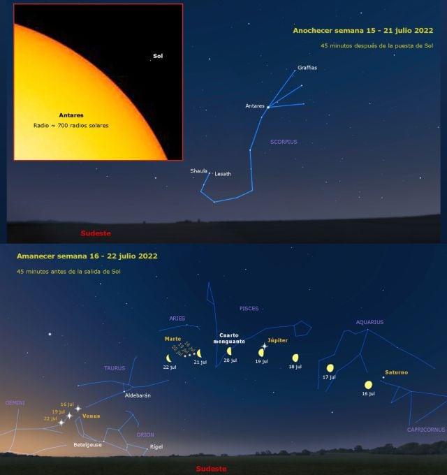 Antares podrá verse desde el 15 de julio hasta el día 21.