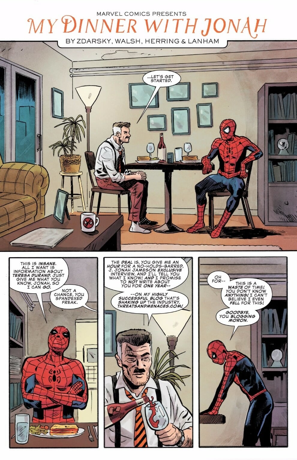 El Espectacular Spider-Man de Chip Zdarsky. Jonah Jameson y Spider-man comparten un momento.