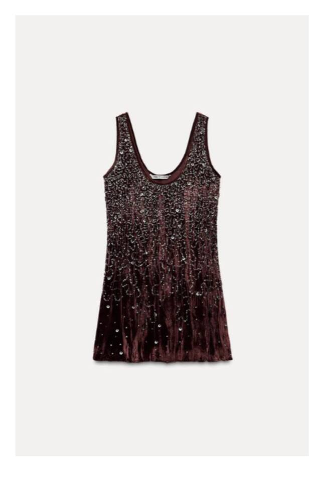 Vestido de terciopelo burgundy (ZARA)