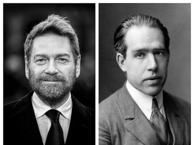 El intérprete y guionista británico Kenneth Branagh es Niels Bohr, un físico danés que contribuyó al desarrollo de la teoría cuántica y la estructura atómica.