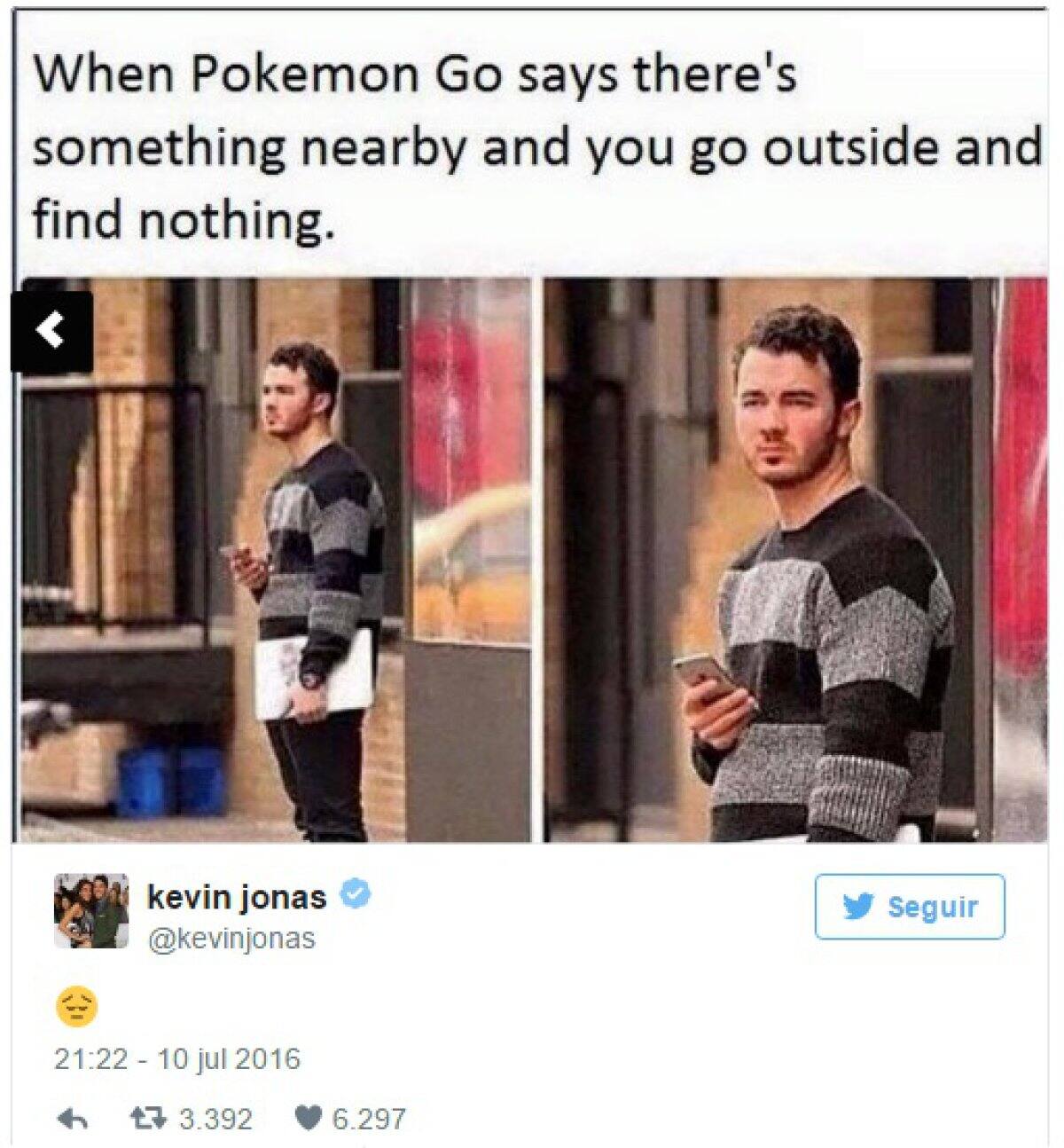 Kevin Jonas no pudo encontrar ningún pokemón y bajoneó