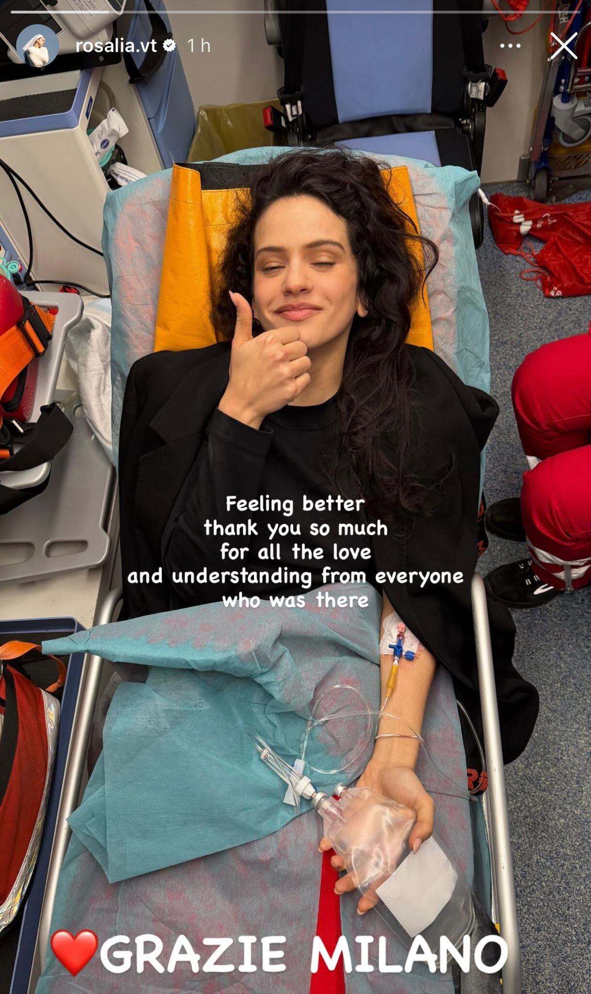 Rosalía en una foto de Instagram tras el concierto de Milán