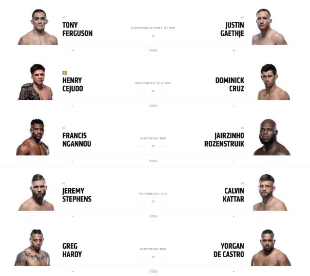 El Pay-per-view de UFC249