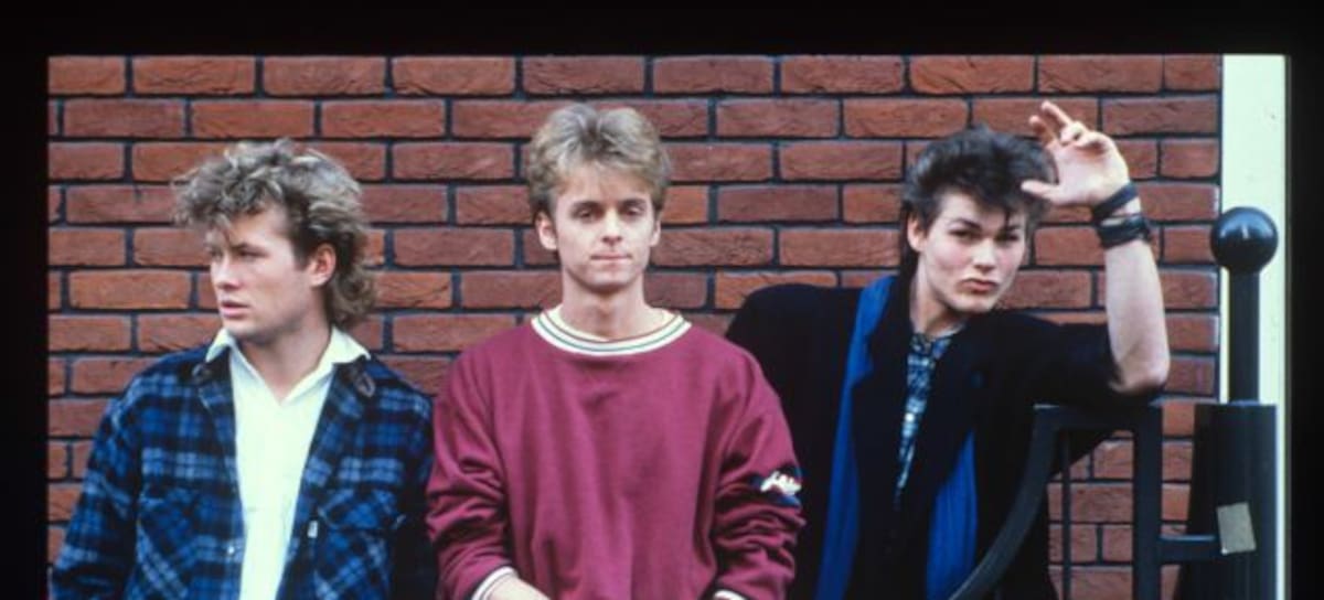 A-Ha posa en Londres en 1990: Magne Furuholmen, Paul Waaktaar-Savoy y Morten Harket.