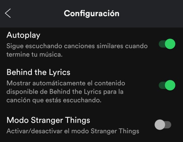 En los ajustes de Spotify te saldrá &quot;Modo Stranger Things&quot;