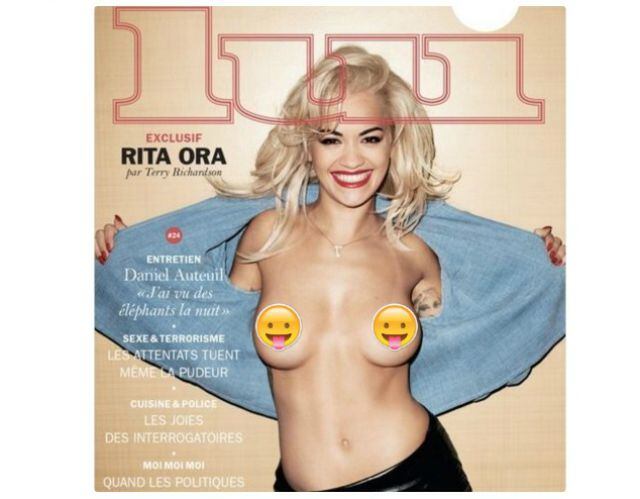 Rita Ora topless.