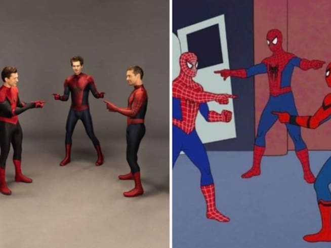 Meme de los Spider-Man señalándose VS recreación
