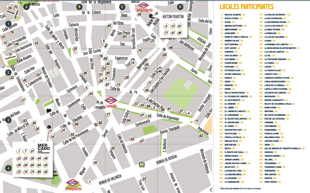 Mapa completo de Tapapiés 2025 (Asociación de Comerciantes de Lavapiés)