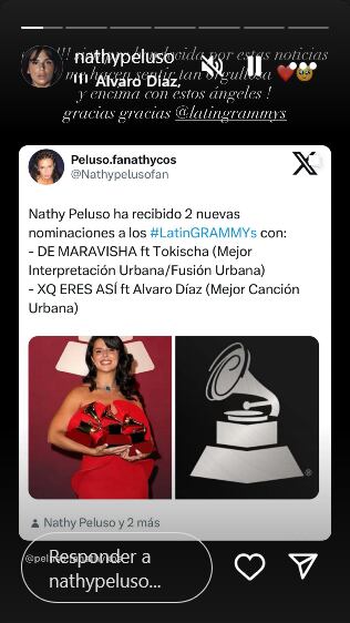 Nathy Peluso agradece sus dos nominaciones a los Grammy Latinos 2025.