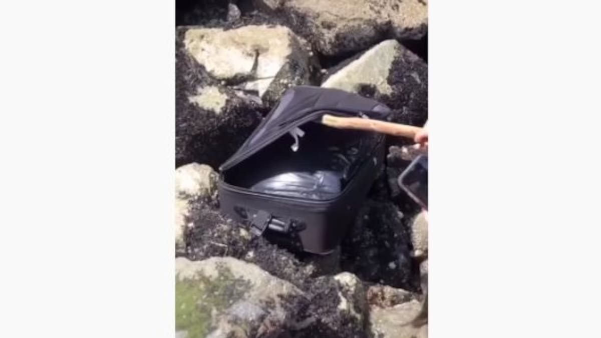 Grababan un video para Tik Tok y encontraron una valija con algo asqueroso