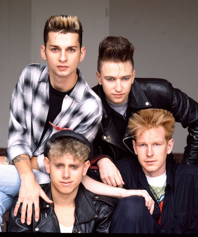 Dave Gahan, Alan Wilder, Andrew Fletcher y Martin Gore, integrantes de Depeche Mode, en 1984.