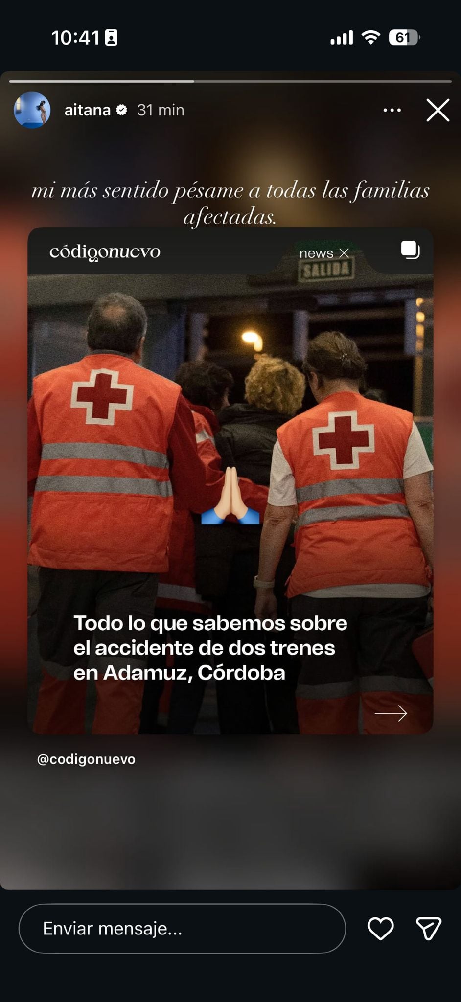 Captura del storie de Aitana