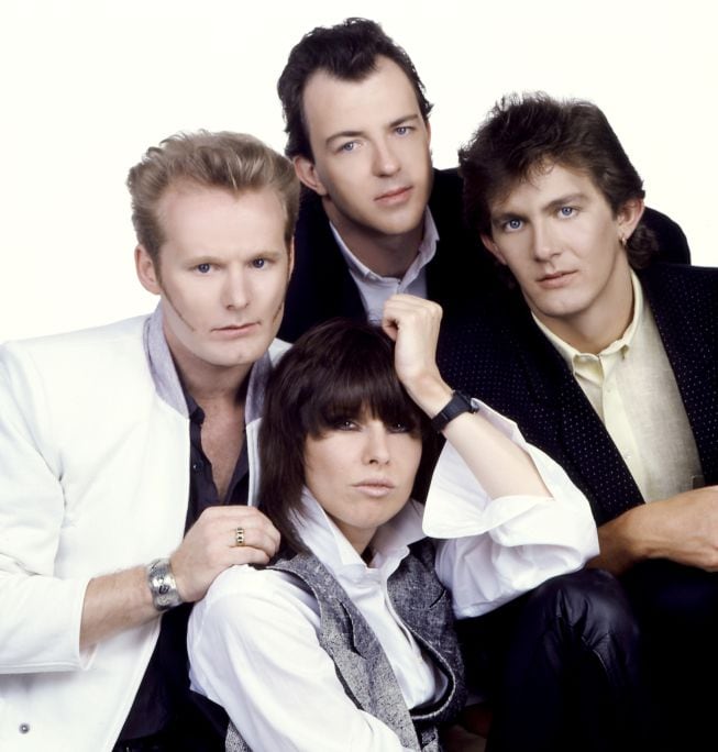 Chrissie Hynde y el grupo The Pretenders, en un posado de 1984.