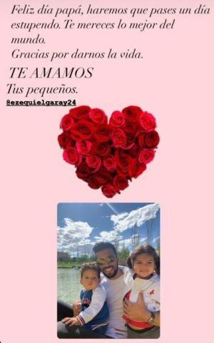 Tamara felicita a Ezequiel Garay en nombre de sus hijos con esta foto y dedicatoria tan emotiva.