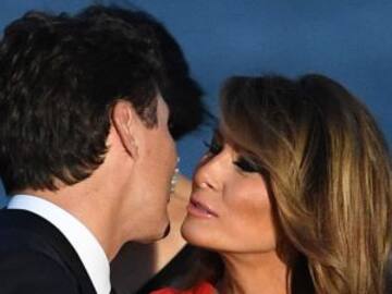 Melania Trump y Justin Trudeau se dieron un beso que se viralizó