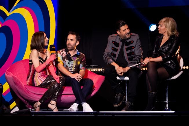 ulia Varela, Aitor Albizua, Tony Aguilar y Maria Eizaguirre en el evento de despedida de Blanca Paloma.