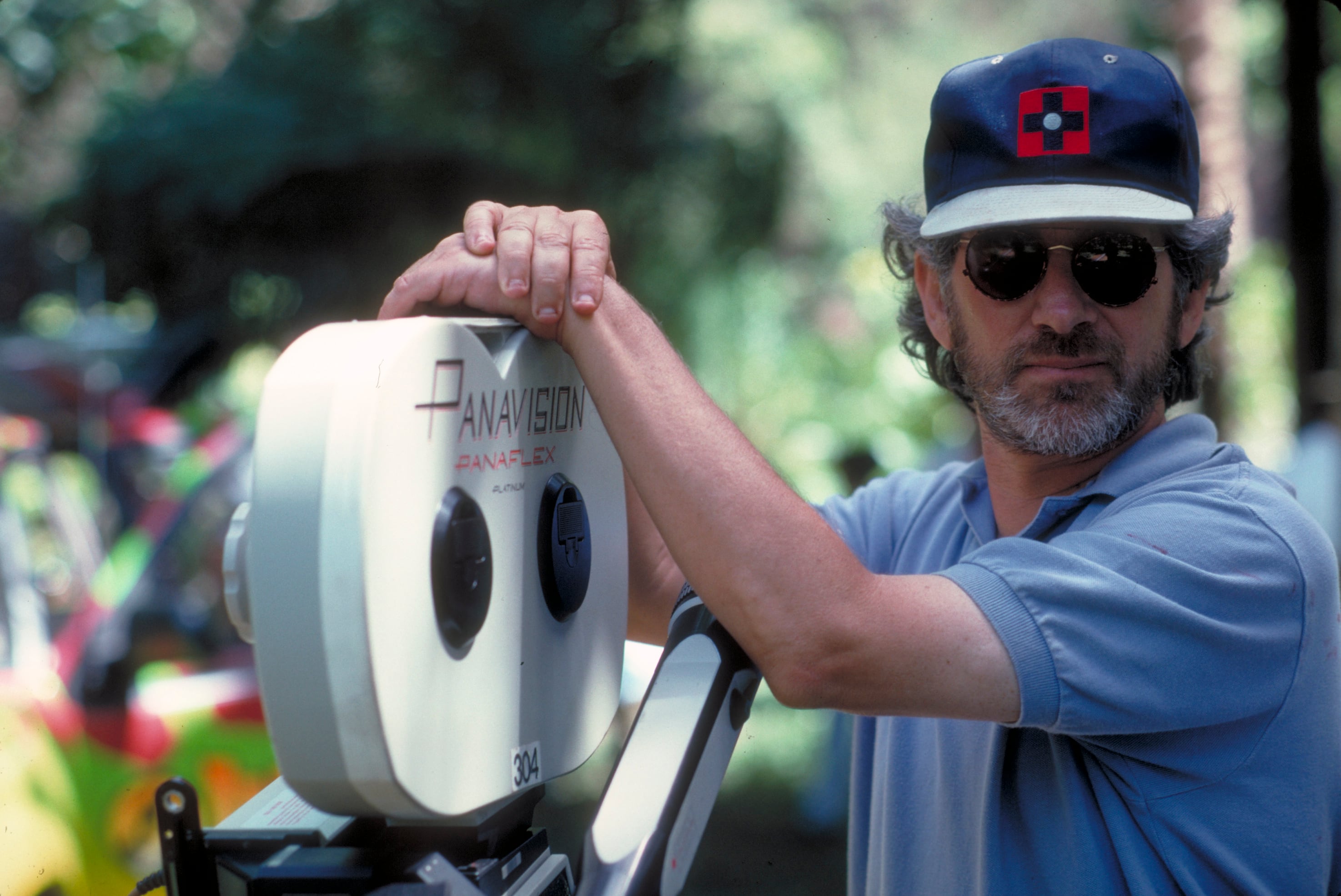 Steven Spielberg en el set de 'Jurassic Park'.