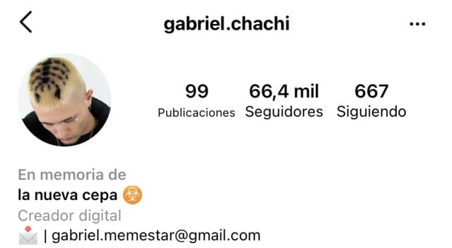 La cuenta de Instagram de Gabriel Chachi ya es conmemorativa