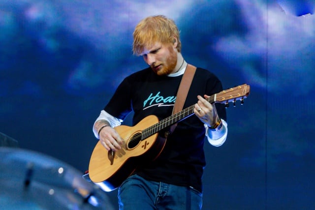 El artista británico Ed Sheeran, durante su concierto en el Wanda Metropolitano en Madrid.