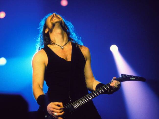 James Hetfield, vocalista y guitarra de Metallica, en el Wembley Arena de Londres en 1992.