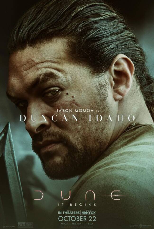 Jason Momoa caracterizado como Duncan Idaho en un cartel promocional de 'Dune'