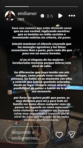 Emilia pide que cese el odio que está recibiendo en redes.