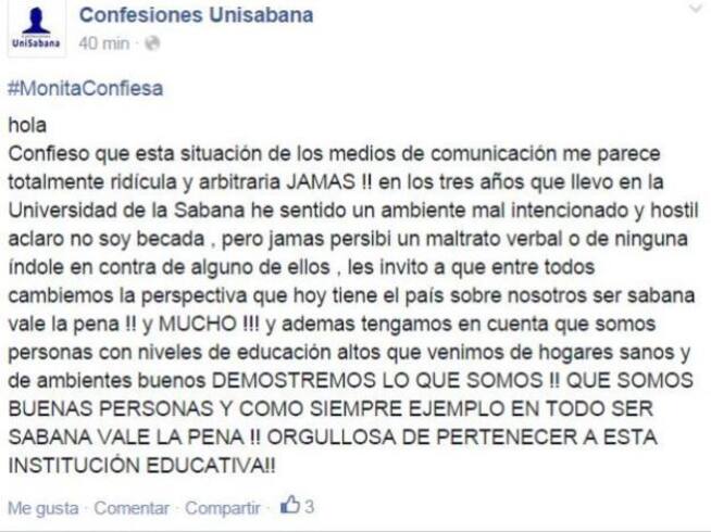 Foto: Facebook/Confesiones Unisabana