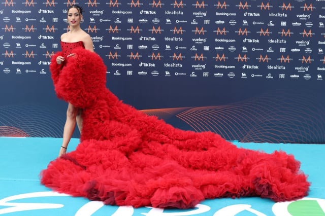 Chanel en la alfombra turquesa de Eurovisión 2022