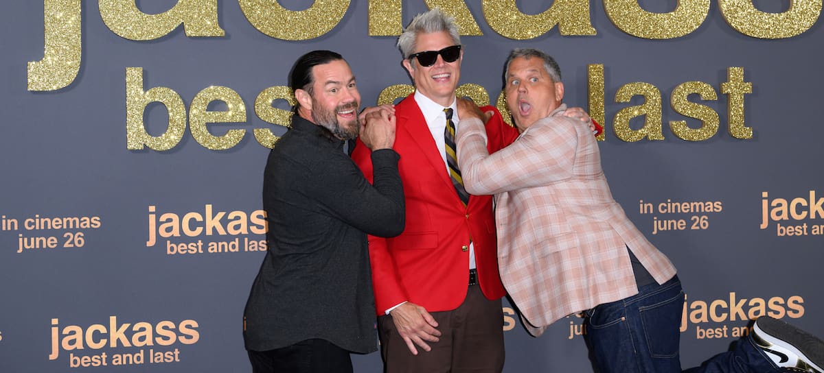 Chris Pontius, Johnny Knoxville y Jeff Tremaine, en la premiere inglesa de Jackass: lo mejor para el final