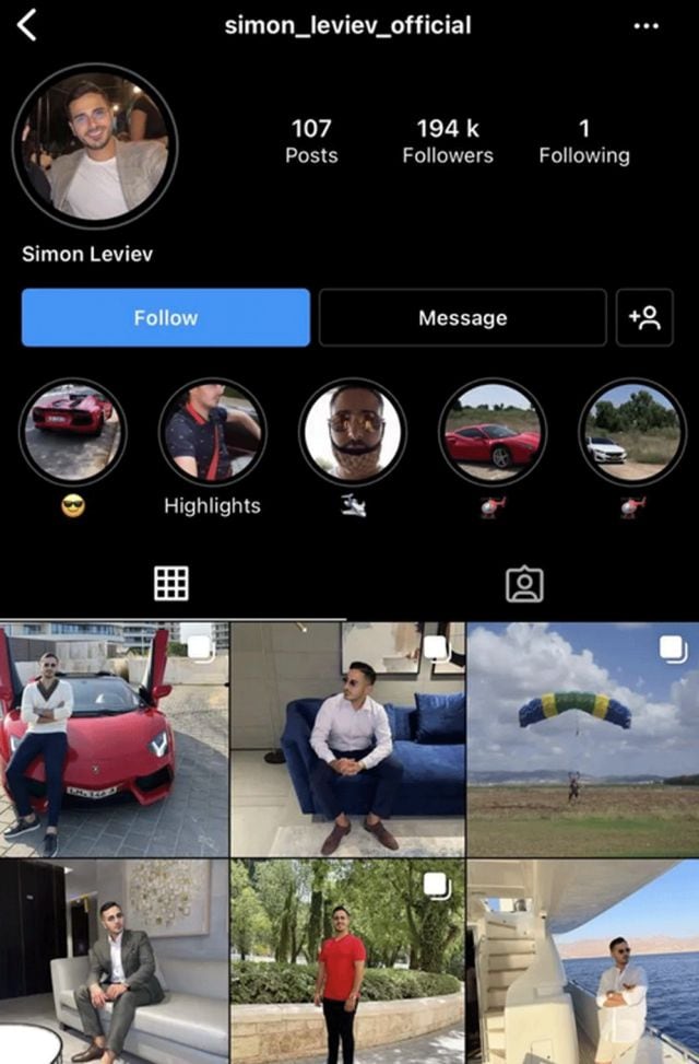 Instagram de Simon Leviev y sus cuentas de Tinder y otras de apps de citas, fueron eliminadas