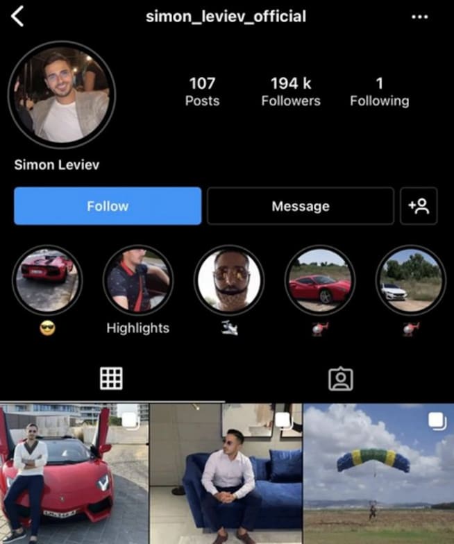 Instagram de Simon Leviev y sus cuentas de Tinder y otras de apps de citas, fueron eliminadas
