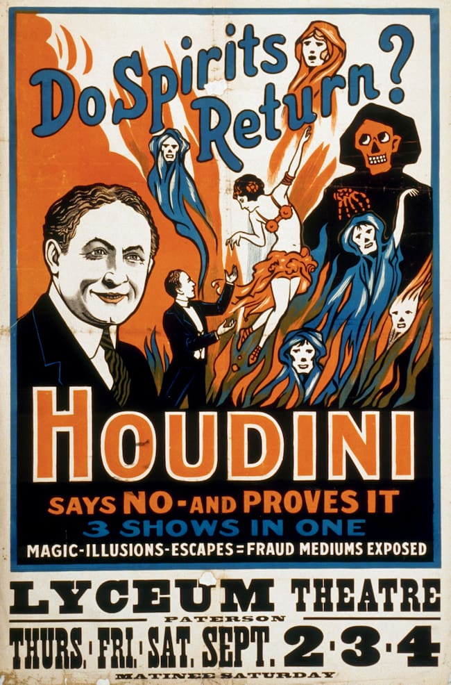 Póster de uno de los espectáculos de Houdini en 1899