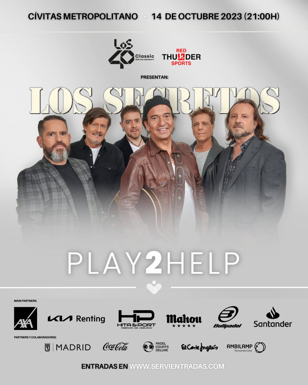 Los Secretos tocarán en el Play2Help de Madrid