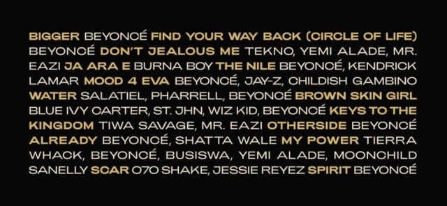 Tracklist de &#039;The Lion King: The Gift&#039;