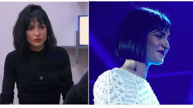 Natalia con el pelo más largo y después, con la media melena