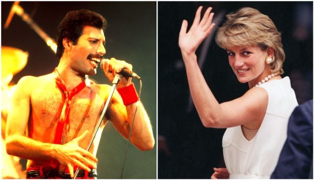 El vocalista de Queen, Freddie Mercury y la princea Lady Di, en la década de los 80.