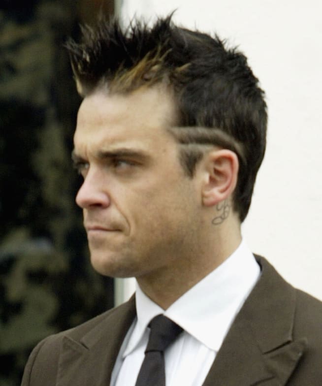 Una foto de Robbie Williams en Londres en abril de 2003