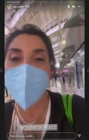 Paz Padilla en el aeropuerto de México DF