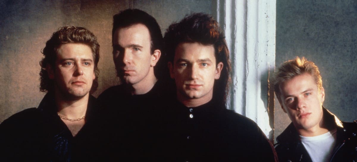 U2, en sus inicios. De izda. a dcha.: Adam Clayton, The Edge, Bono y Larry Mullen, Jr.