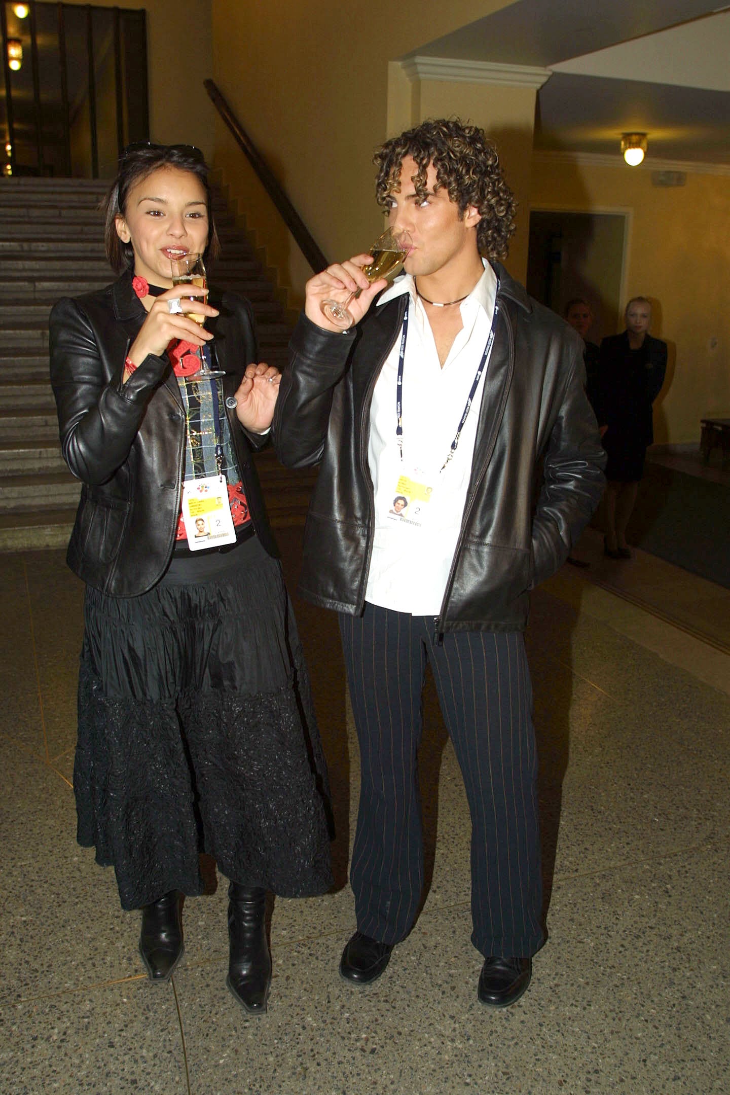 20 de mayo de 2002. Estonia. Tallín. David Bisbal y Chenoa disfrutan de la recepción ofrecida por el alcalde de Tallín a todos los participantes del festival. (Foto de Quim Llenas/Cover/Getty Images)