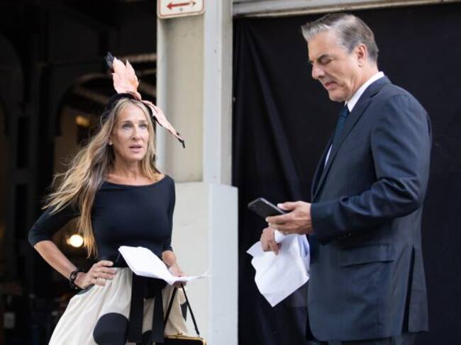 Sarah Jessica Parker y Chris Noth en el rodaje de 'And just like that..'