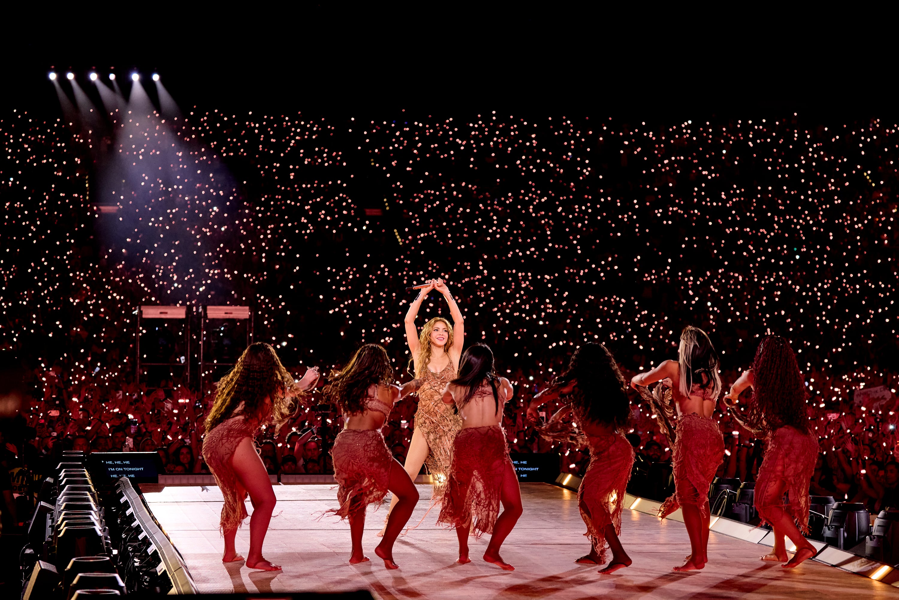 Shakira durante su primer concierto en Madrid.