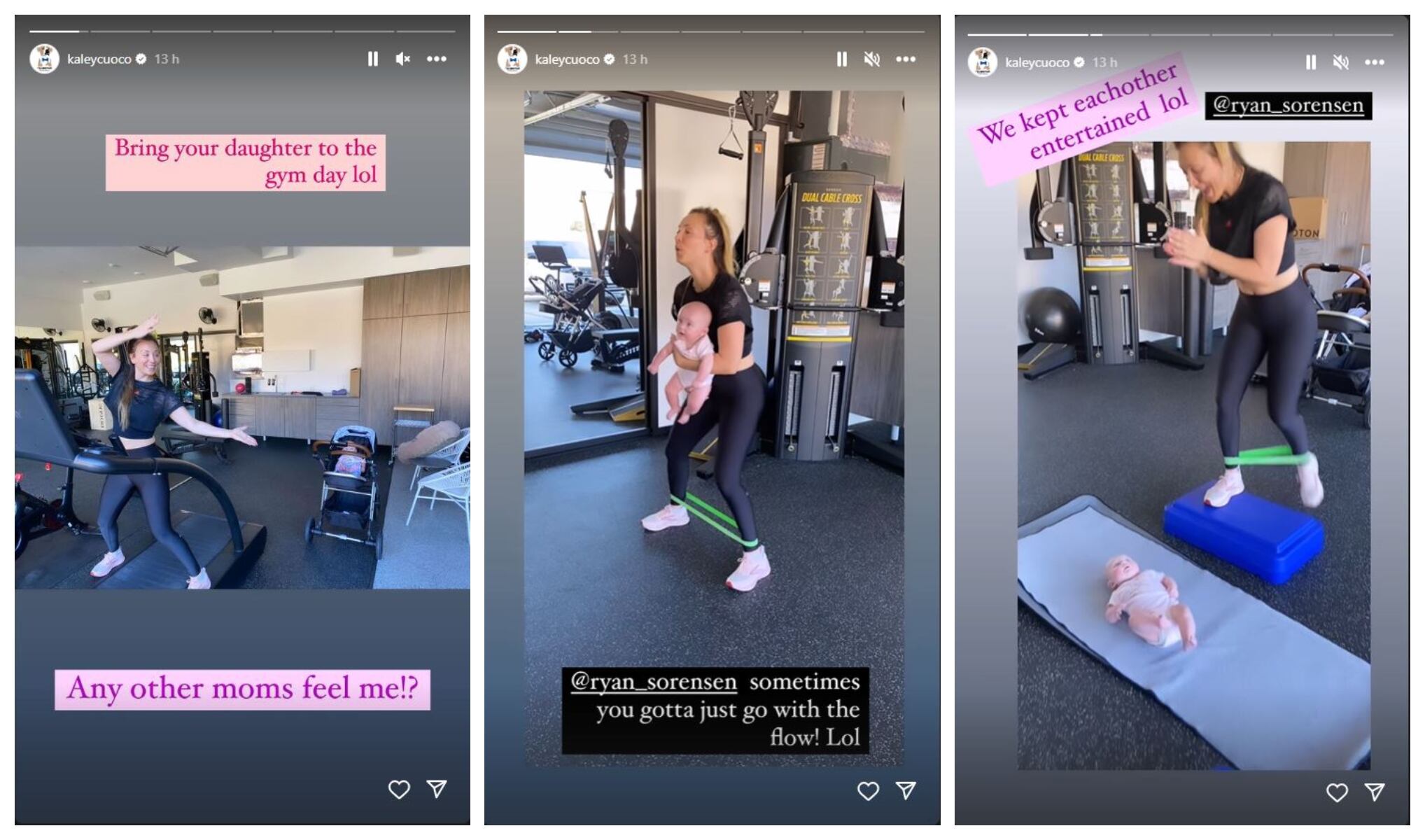 Kaley Cuoco entrenando con su bebé.