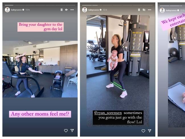Kaley Cuoco entrenando con su bebé.