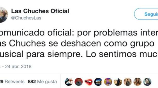 Tweet de Las Chuches del 24 de abril de 2018