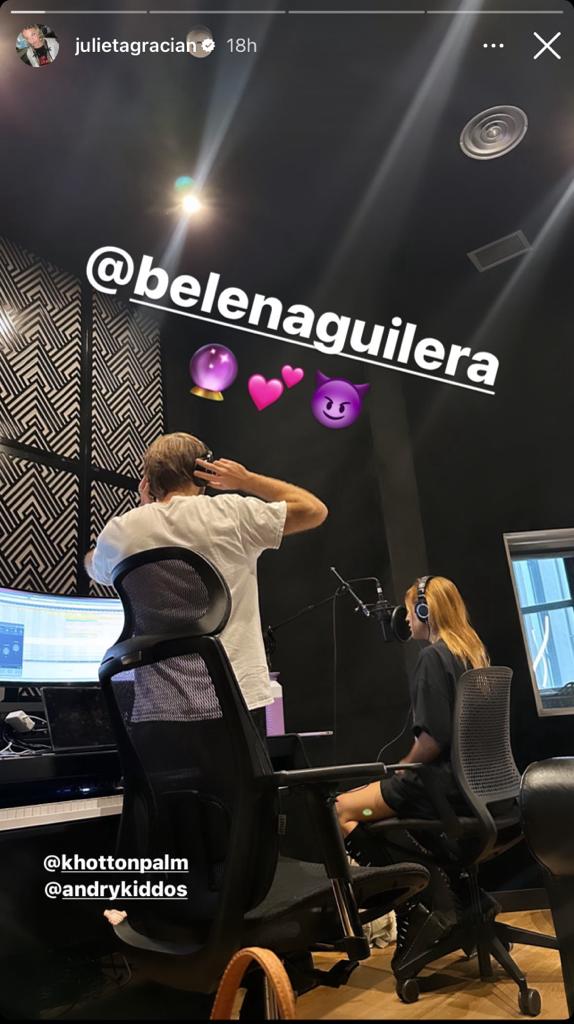 Belén Aguilera y Julieta en el estudio