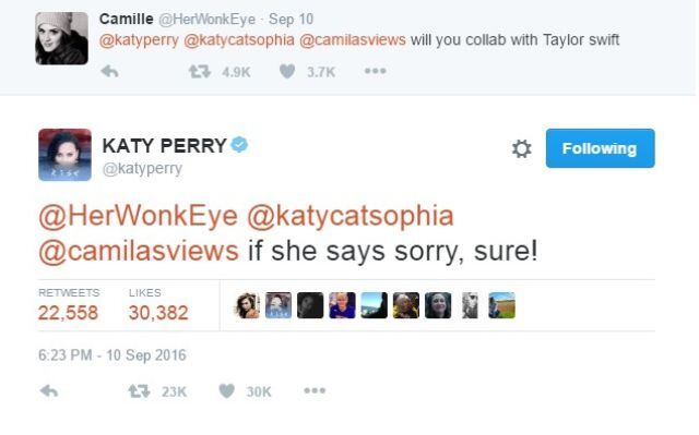 ¿Se termina la guerra entre Taylor Swift y Katy Perry?